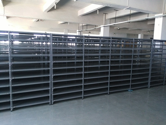 Slotted angle steel shelving