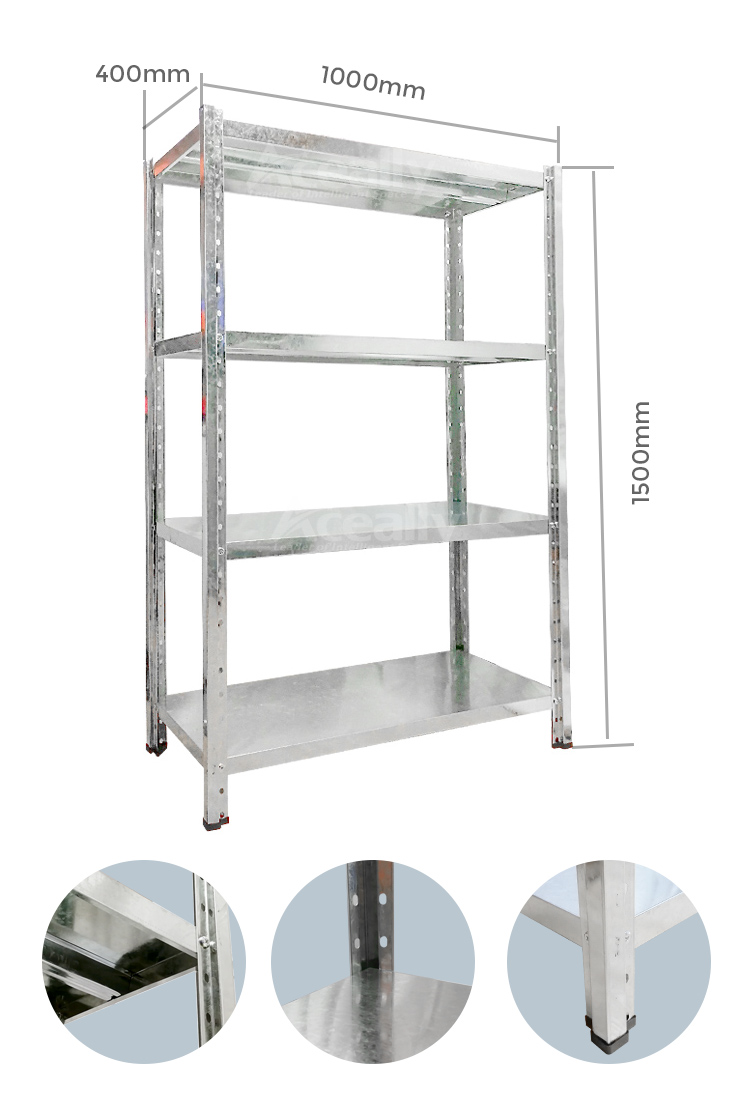 Dimensional details of galvanized angle steel shelves