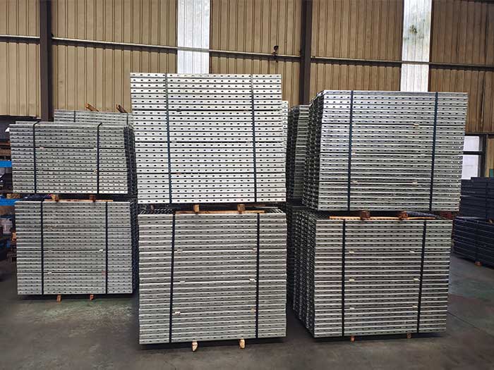 Large quantity of galvanized steel planks