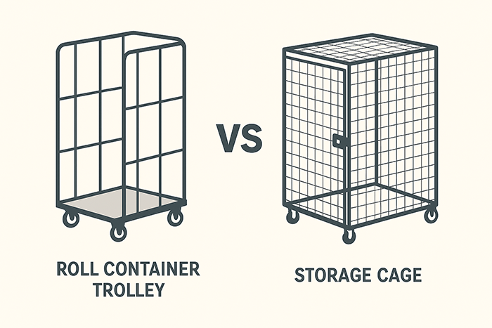 Roll Container Trolley vs Storage Cage