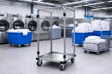 Rolling Cage Trolley Solution for a European Laundry Business