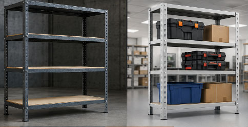 Slotted Angle Shelving vs Boltless Rivet Shelving