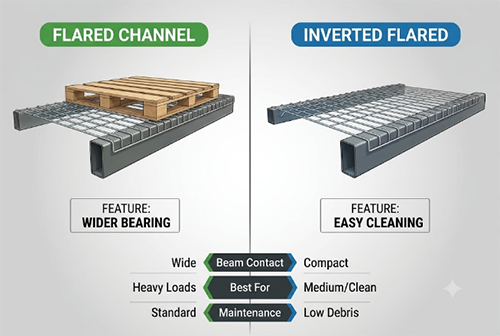 Flared vs Inverted Flared Wire Decking for Pallet Racks