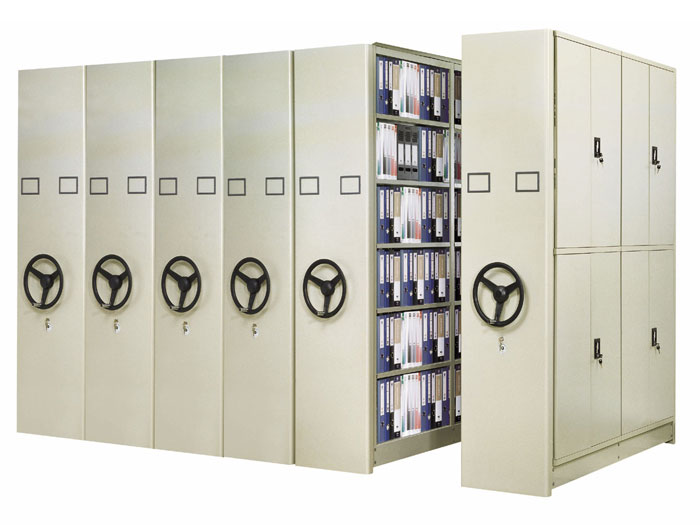 Mobile file acheieve shelving system used for library
