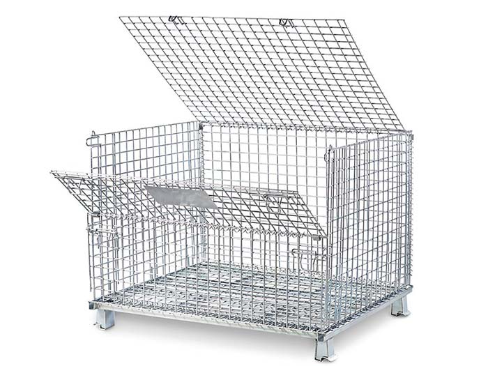 Warehouse used collapsible wire mesh storage cage containers