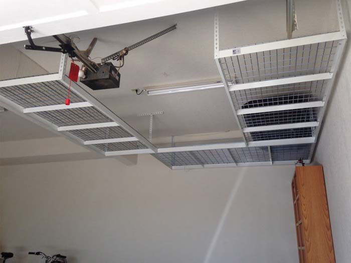 Light duty overhead garage storage racks systems units