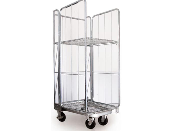 Heavy duty steel cargo storage roll container trolley