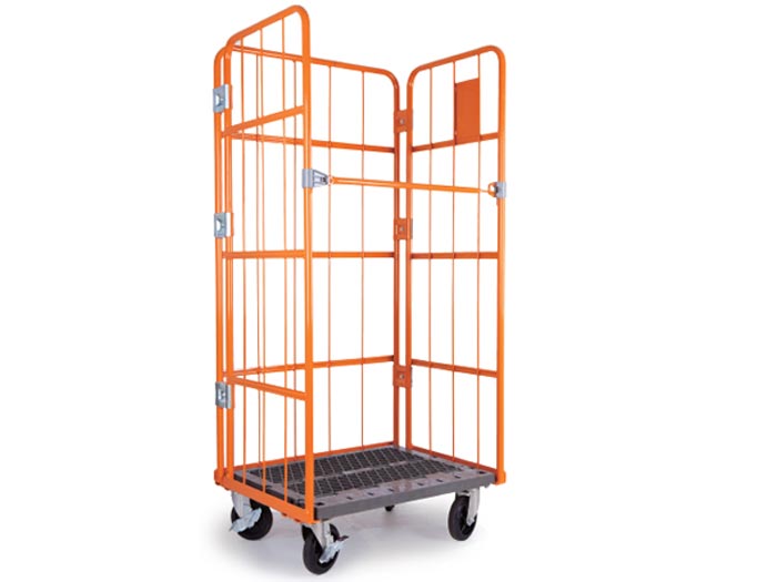 Heavy duty steel cargo storage roll container trolley