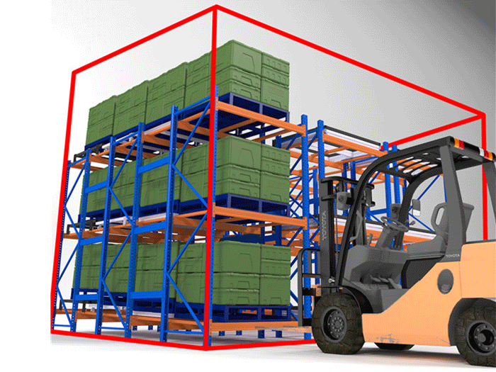 Push-back pallet racking for freezers