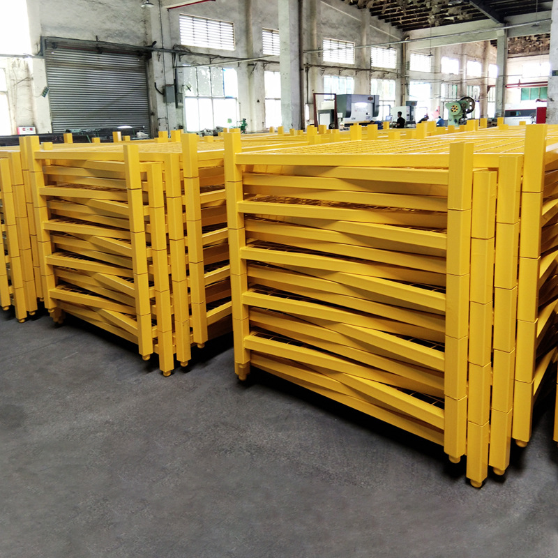 Yellow metal turnover stacking rack