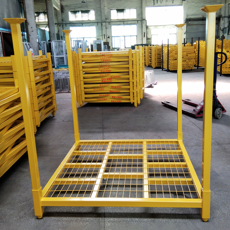 Yellow metal turnover stacking rack