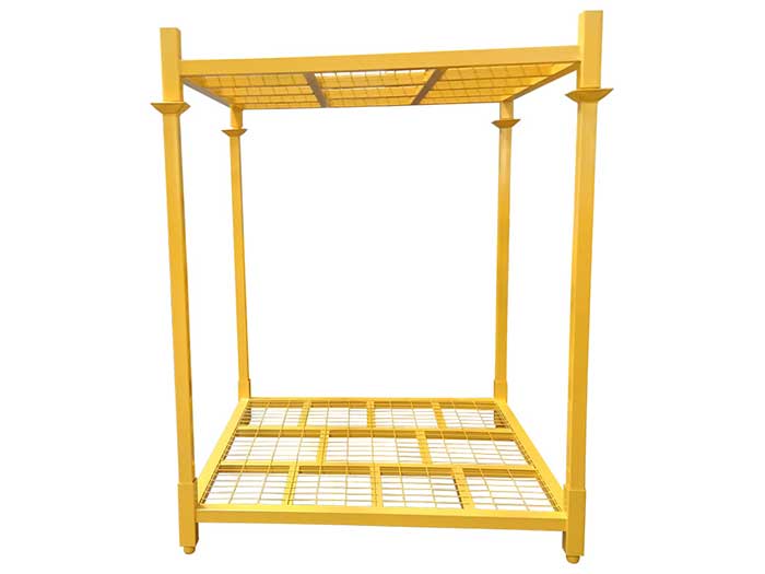 Yellow metal turnover stacking rack