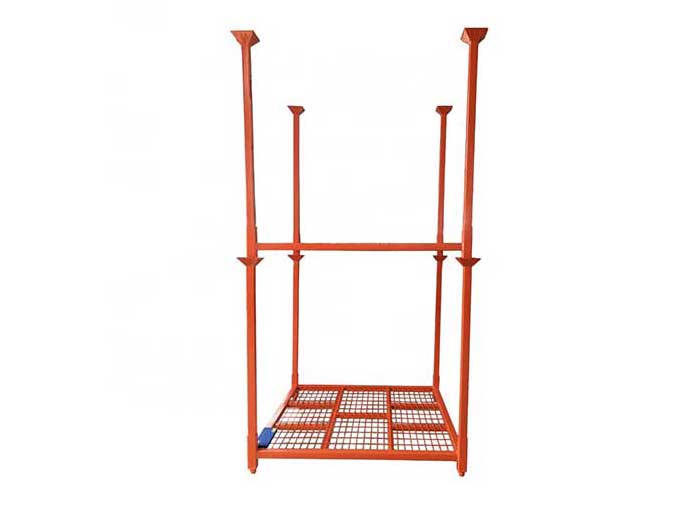 Customized folding portable stack rack with wire mesh decking for warehouse