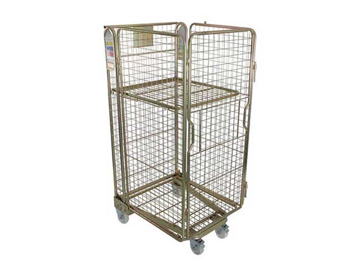 Golden galvanised four-sided mesh rolling cage