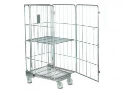 Heavy duty steel cargo storage roll container trolley