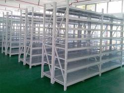 Warehouse storage white long span shelving