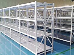 Warehouse storage white long span shelving