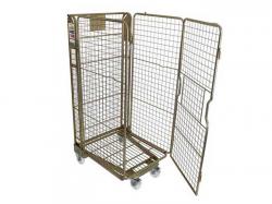 Golden galvanised four-sided mesh rolling cage